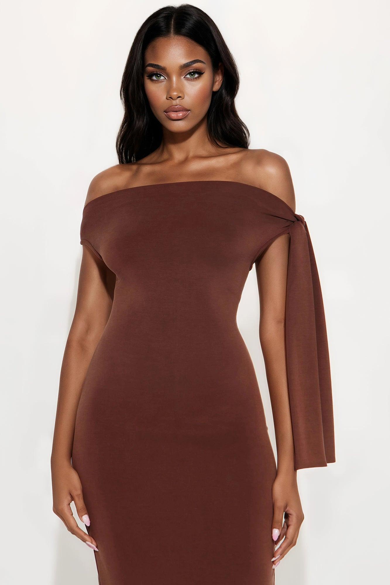 Paris Knotted Maxi Dress - Chocolate Product Image