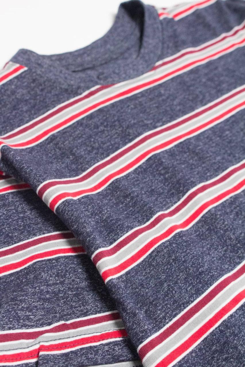 Marled Navy Striped T-Shirt Product Image