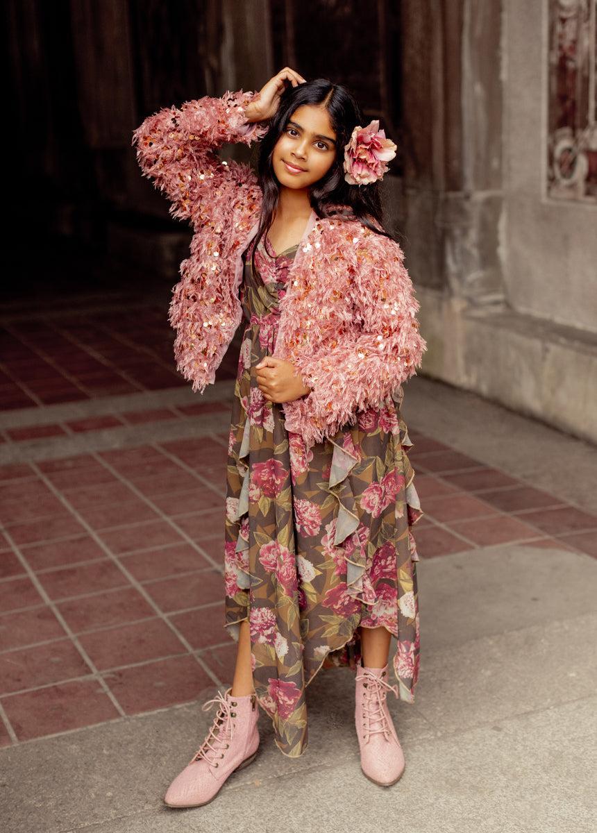 Kayden Dress in Bistre Floral Girls Product Image