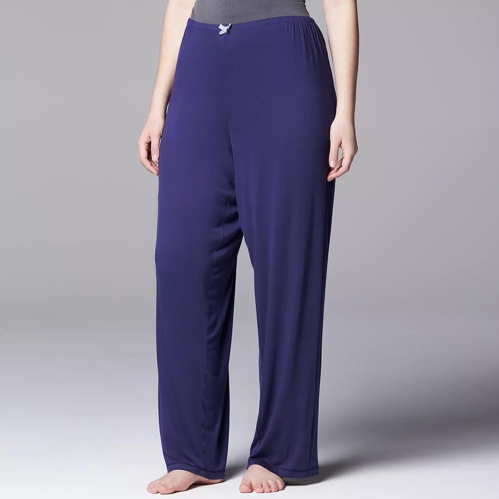 Plus Size Simply Vera Vera Wang Pajamas: Basic Luxury Pajama Pants, Women's, Size: 2XL, Blue Product Image