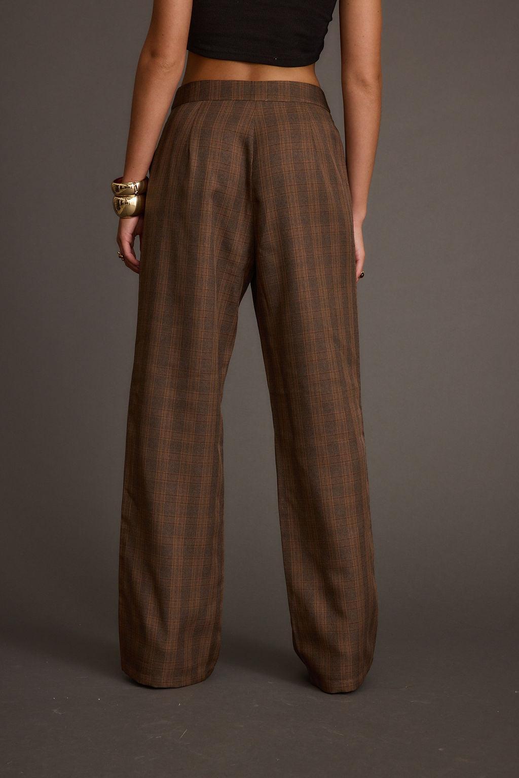 Franklin Tan Checkered Pant Product Image