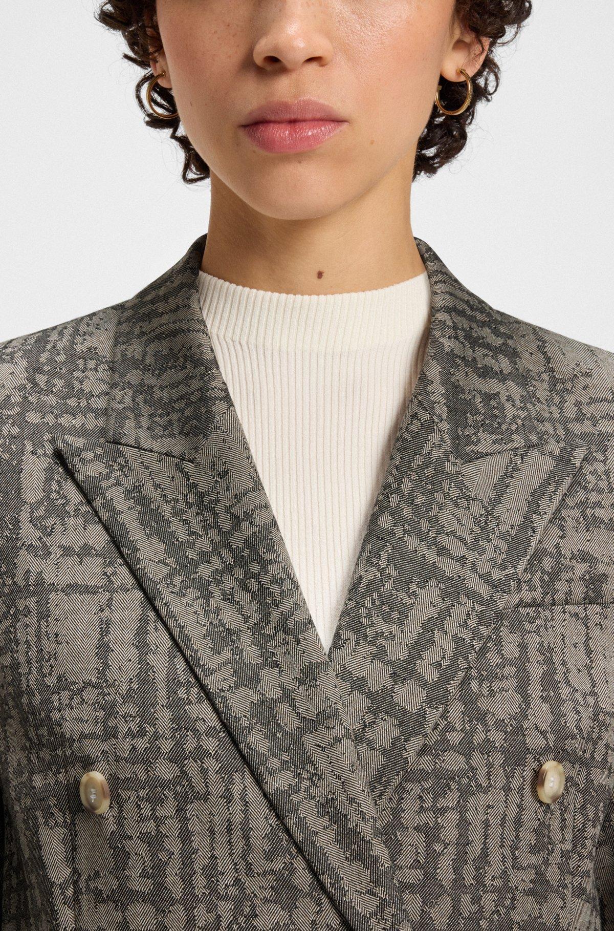 BOSS - Regular-fit blazer with herringbone check - Patterned Product Image