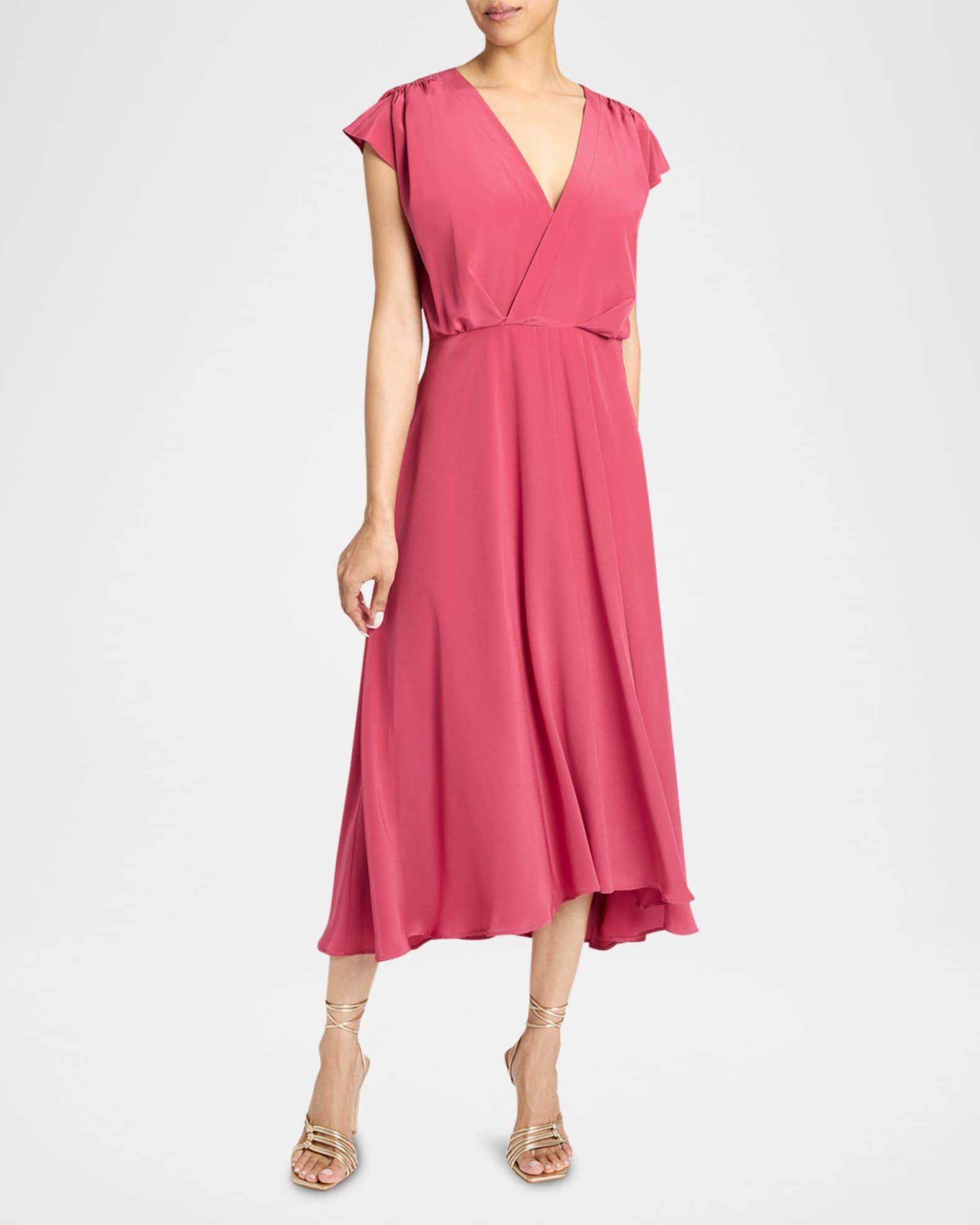 Talia Faux-Wrap Silk Crepe De Chine Midi Dress Product Image