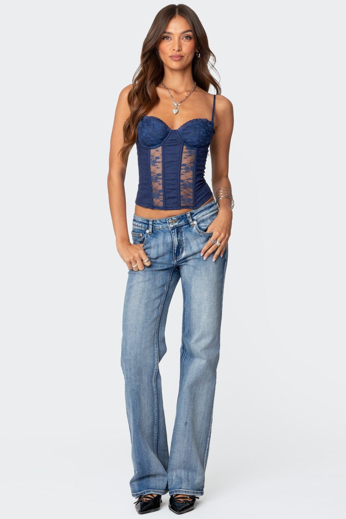 Avena Linen Look Lacey Corset Product Image