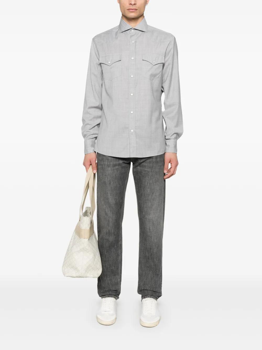 BRUNELLO CUCINELLI Wool Shirt In Gray Product Image