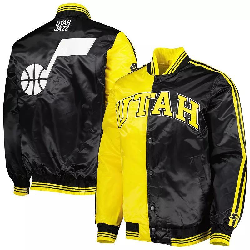 Mens Starter Gold/Black Utah Jazz Fast Break Satin Full-Snap Jacket Product Image