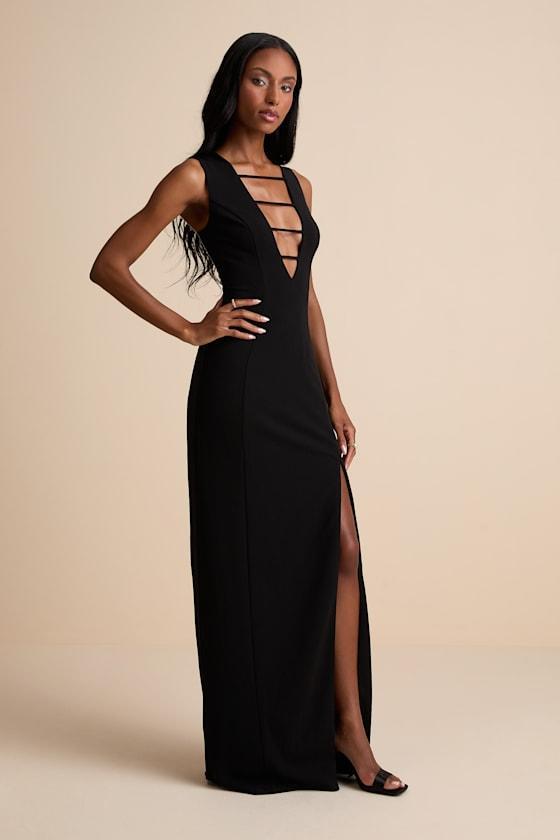 Sabrina Black Cutout Sleeveless Maxi Dress Product Image