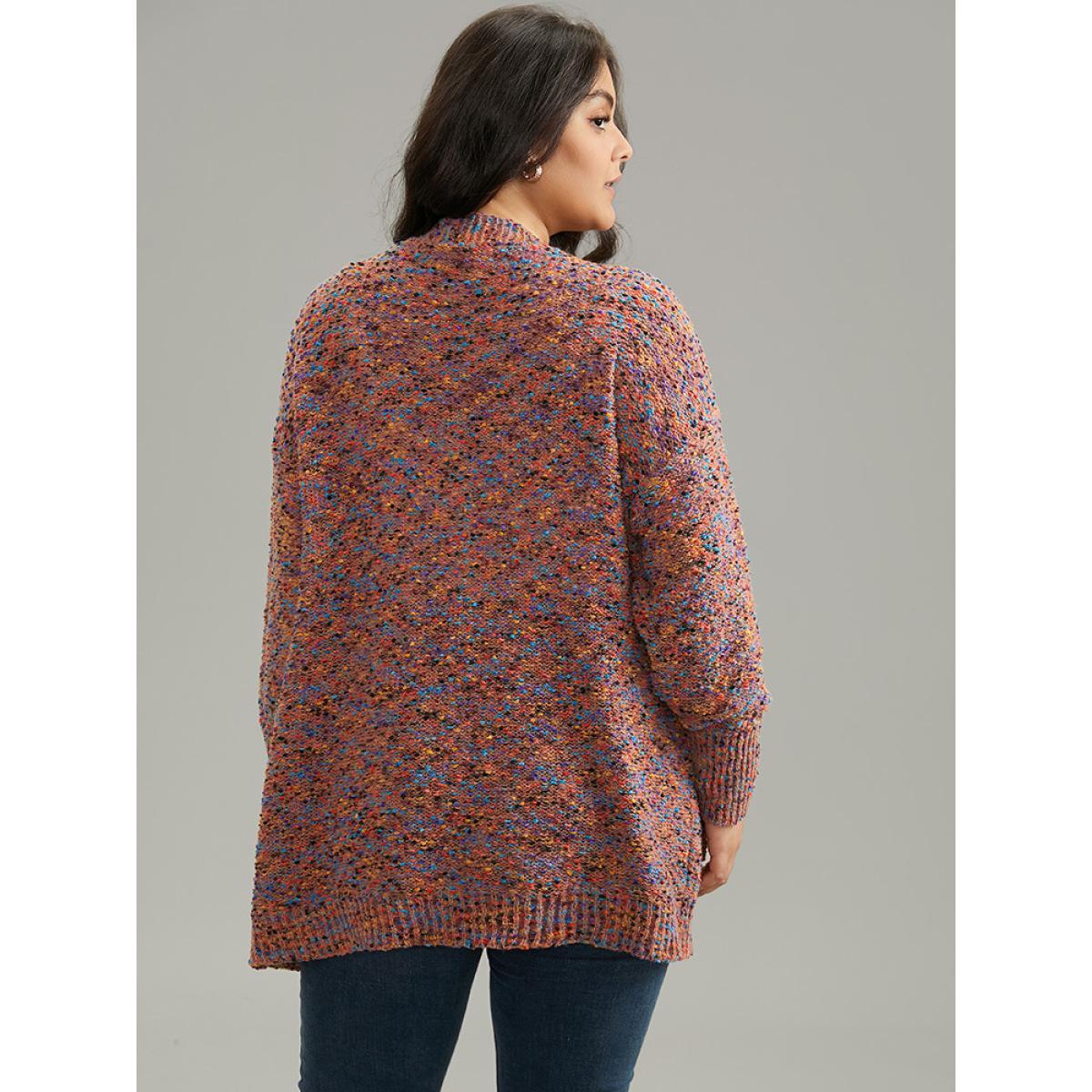 Plus Size Colour Heather Pocket Open Front Cardigan Multicolor Women Casual Loose Long Sleeve Dailywear Cardigans BloomChic 26/4X Product Image