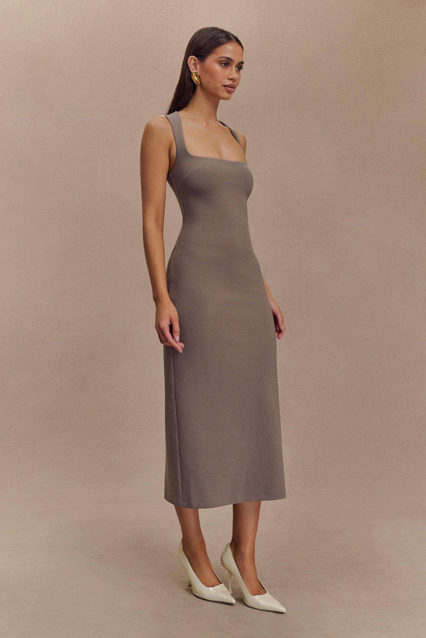Frida Crepe Midi Dress - Smoke Product Image