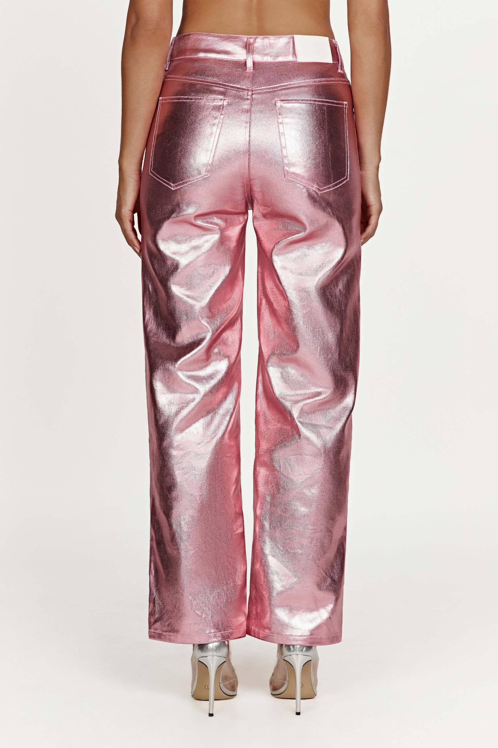 Minnie Metallic Straight Jean - Metallic Pink Product Image