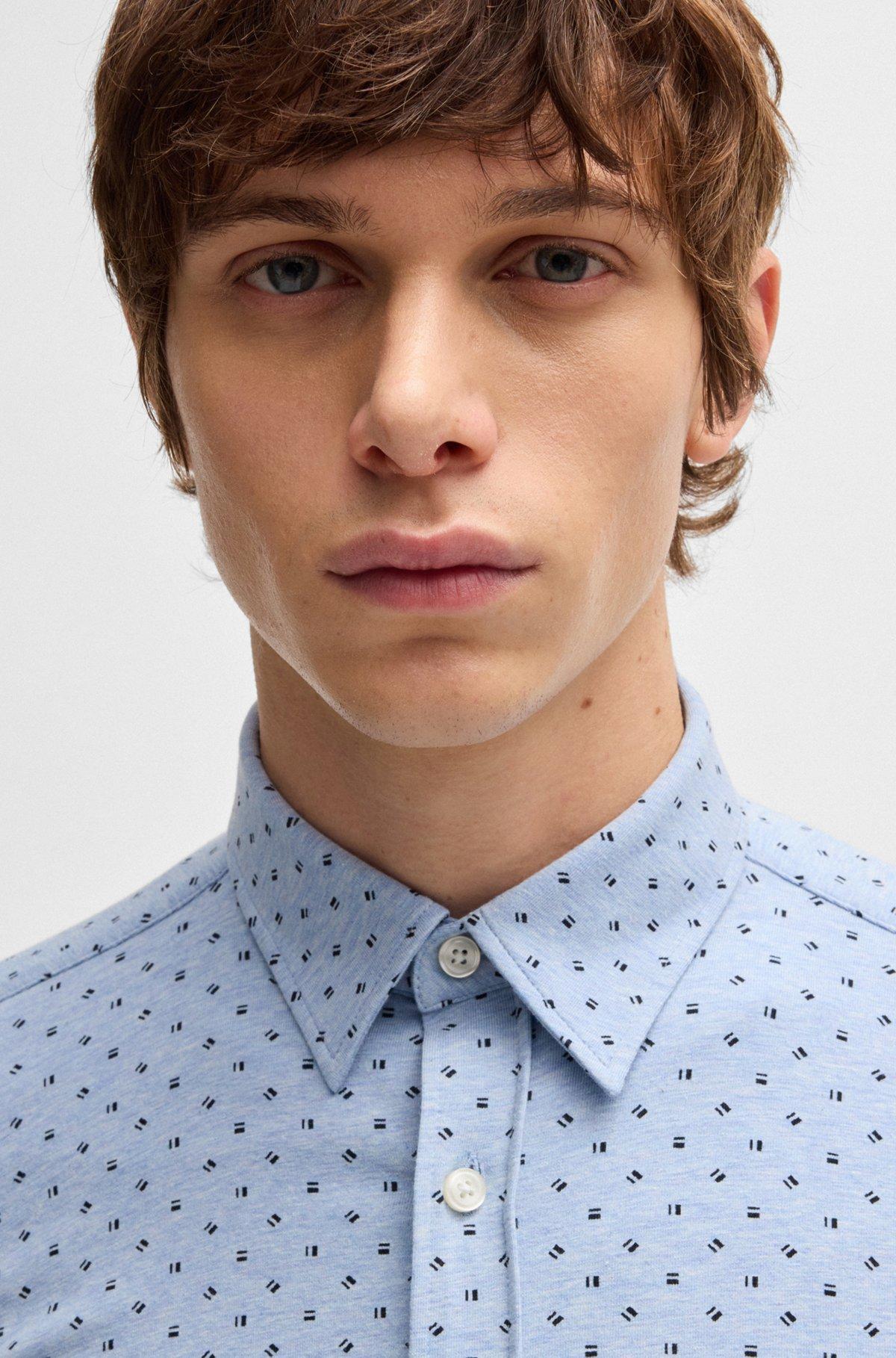 Slim-fit shirt in printed stretch-cotton jersey Product Image