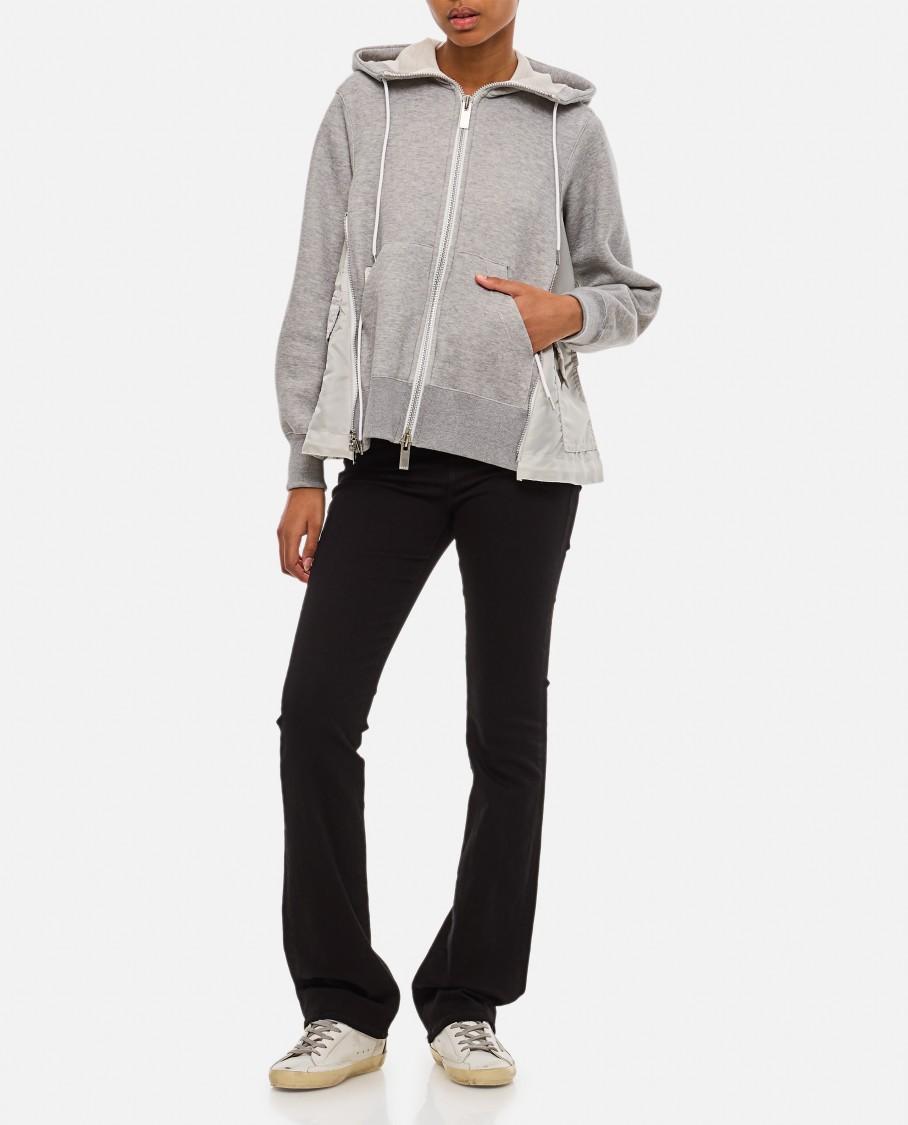 SACAI Sponge Sweat X Nylon Twill Hoodie In Grau Product Image