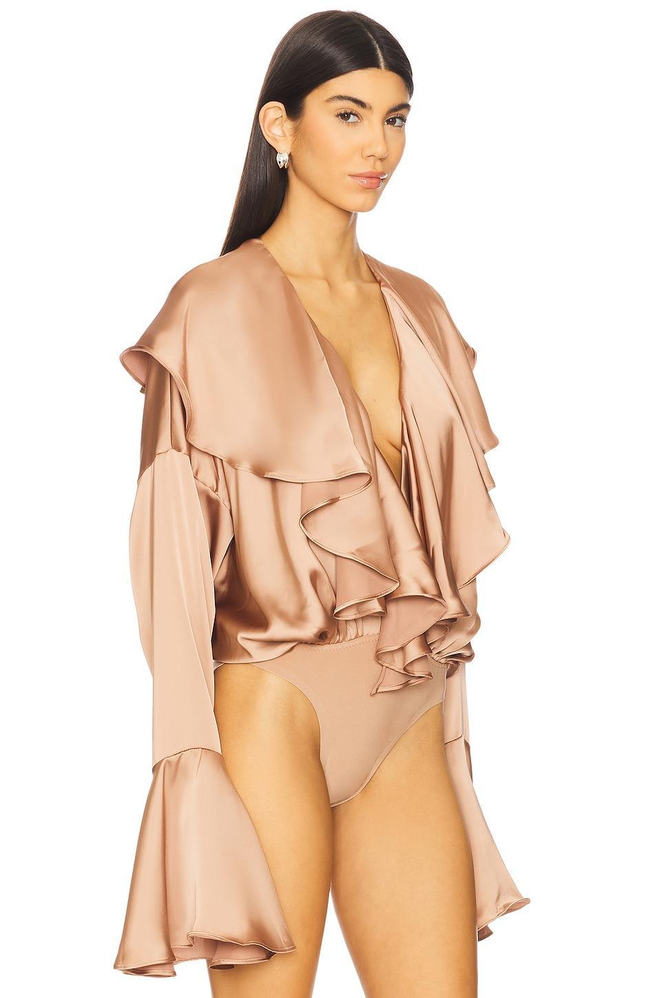 Long Sleeve Ruffle Bodysuit Norma Kamali Product Image