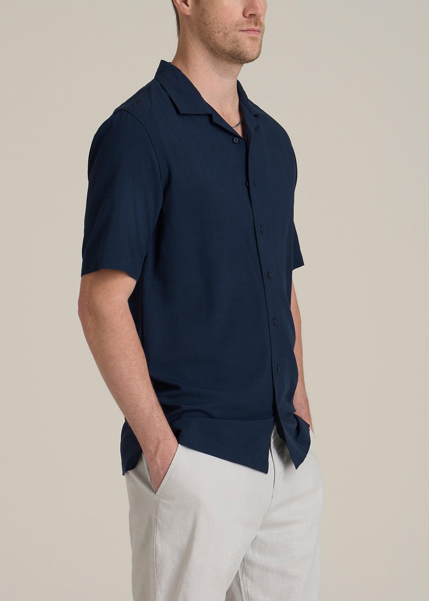 Short Sleeve Resort Shirt for Tall Men in Navy Product Image