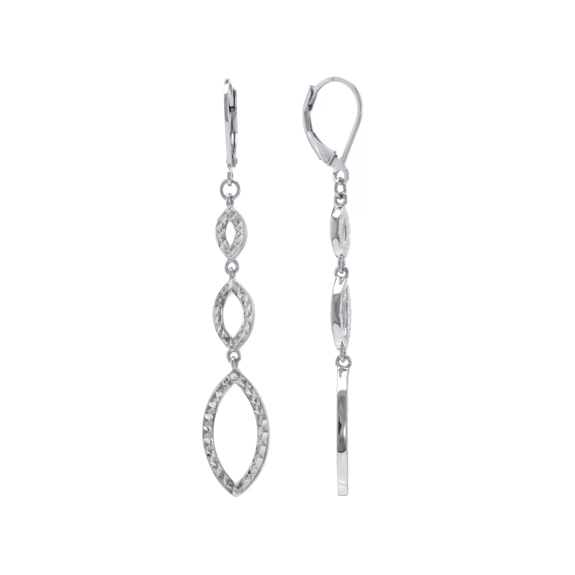 Judy Crowell Sterling Silver Diamond Cut Triple Drop Earrings, Women's Product Image