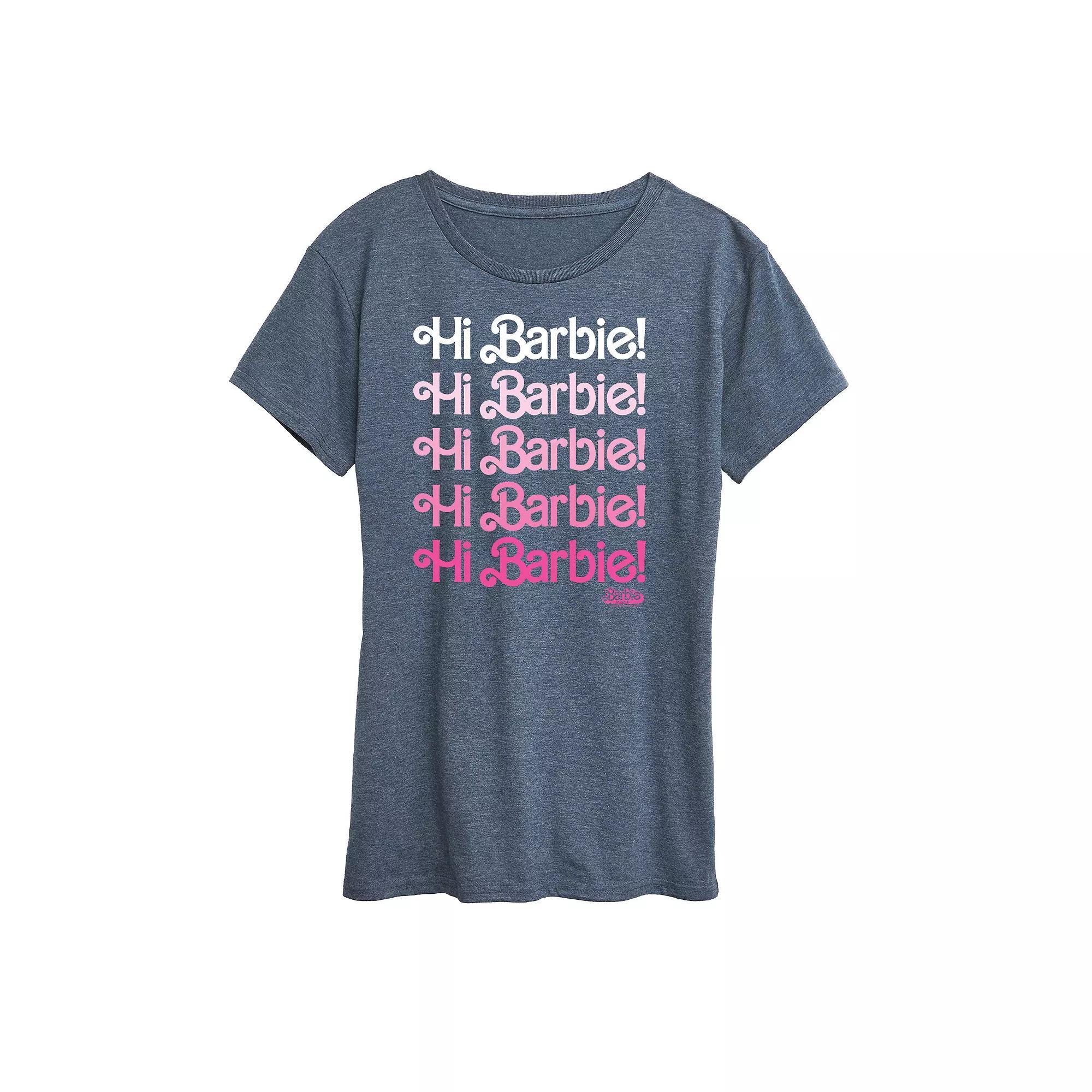 Womens Barbie The Movie Hi Barbie Graphic Tee, Girls Grey Blue Product Image