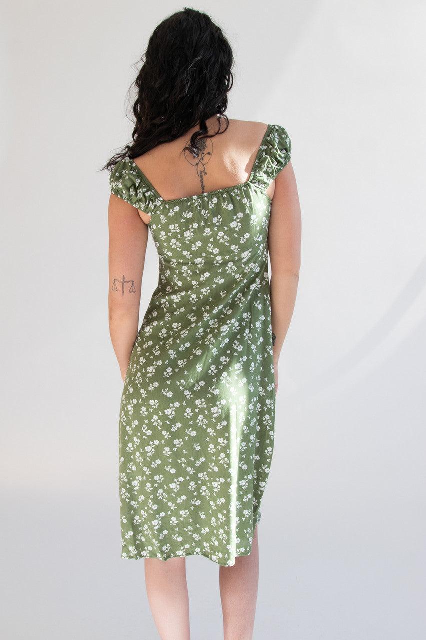 Puff Sleeve Lace Trim Floral Maxi Dress Product Image