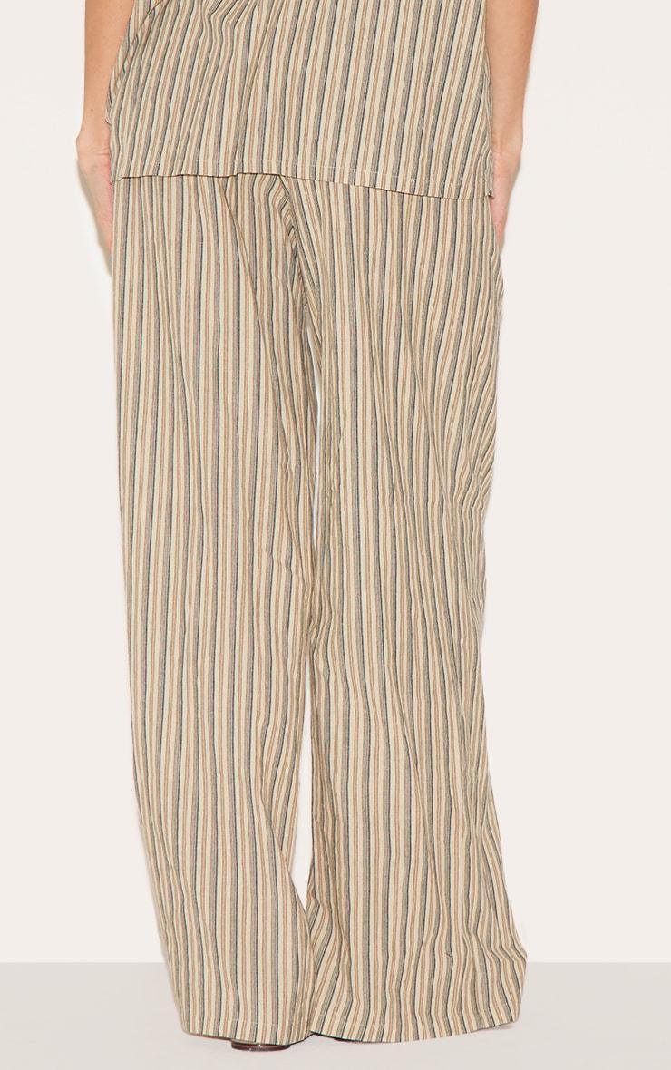 Green Pinstripe Drawstring Straight Leg Pants Product Image