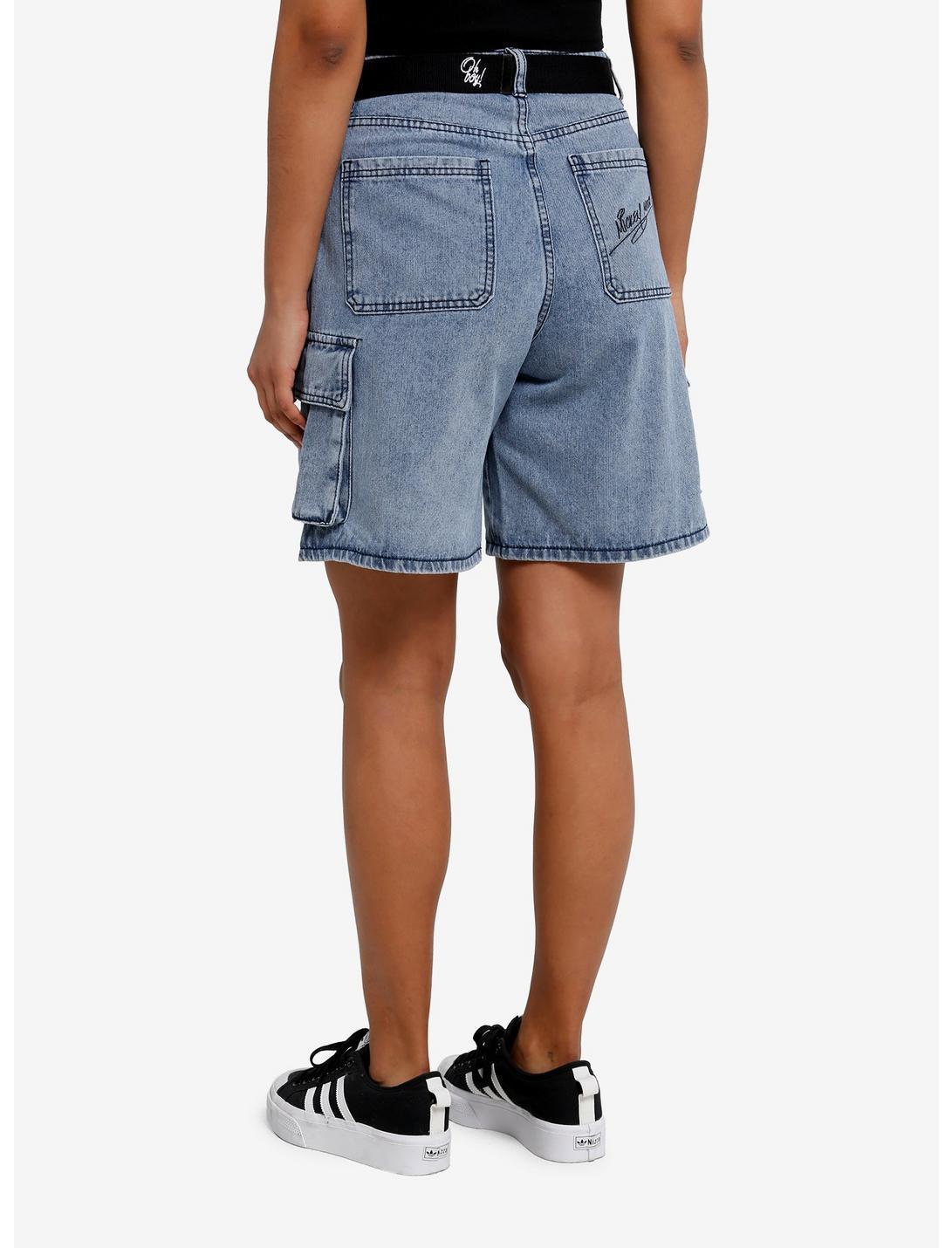 Her Universe Disney Mickey Mouse Embroidered Denim Cargo Shorts Product Image