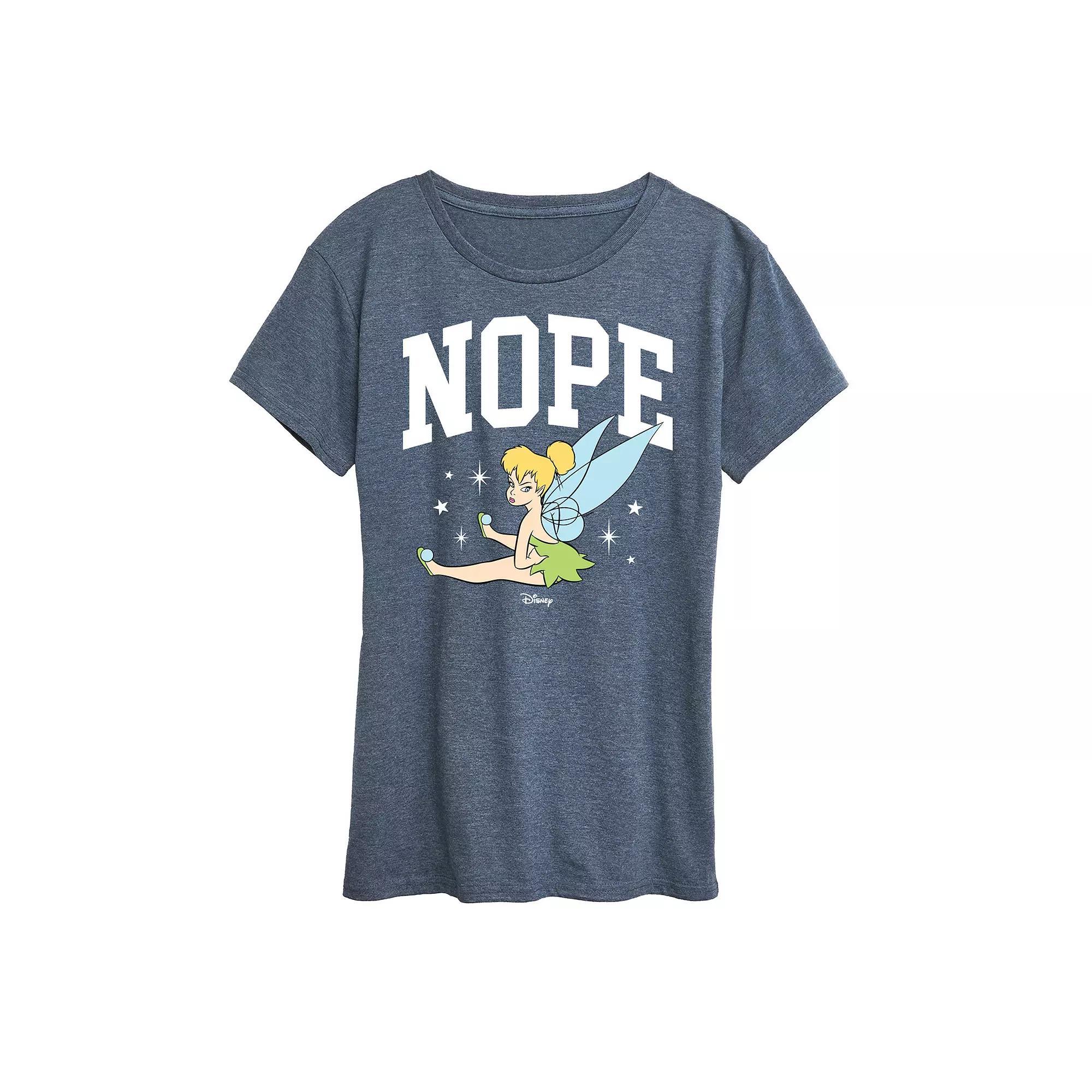 Disneys Tinker Womens Bell Nope Graphic Tee, Girls Grey Royal Blue Product Image