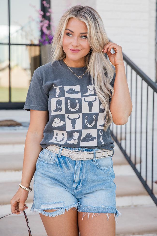 Country Checkered Dark Grey Graphic Tee Product Image