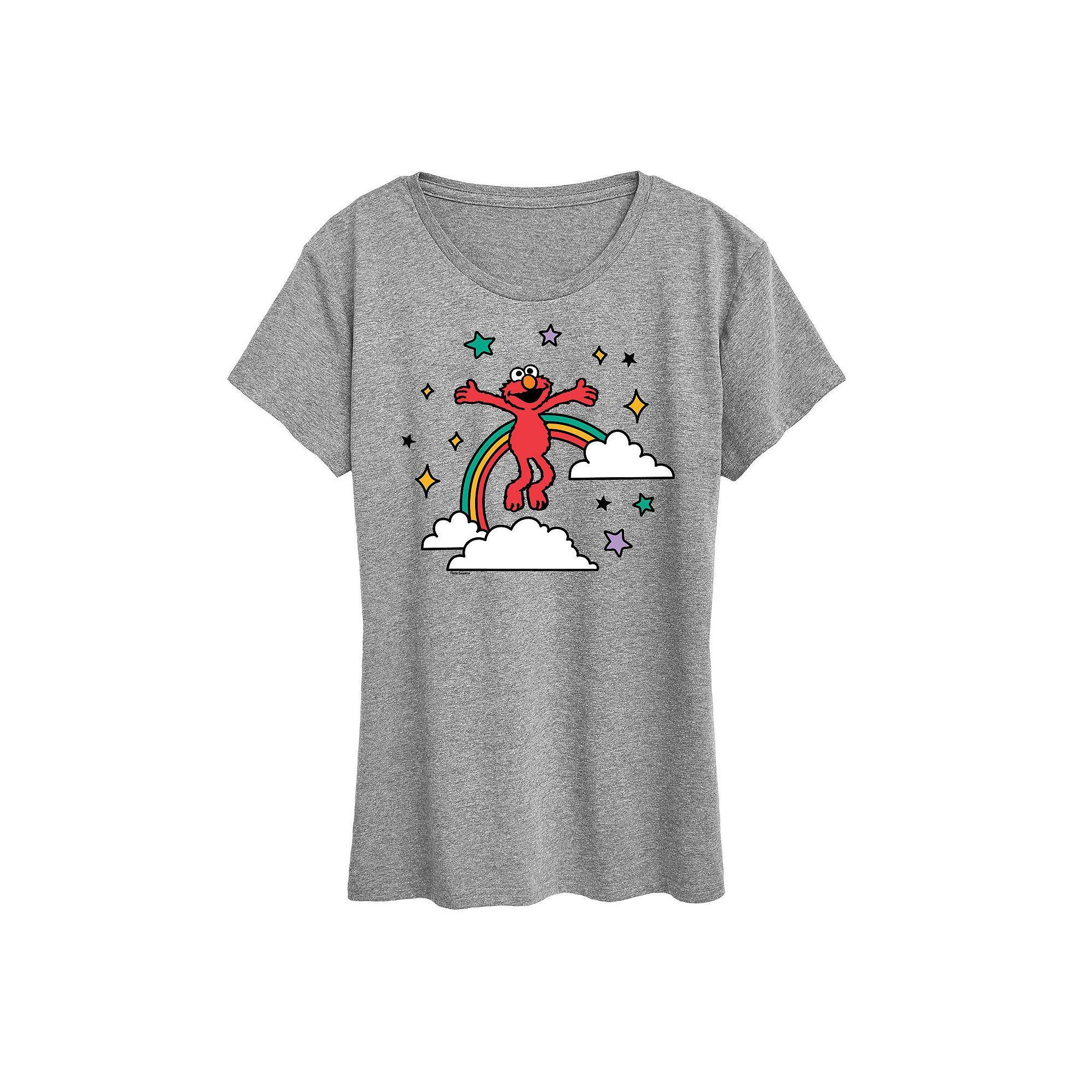 Womens Sesame Street Elmo Rainbow Graphic Tee, Girls Grey Gray Product Image
