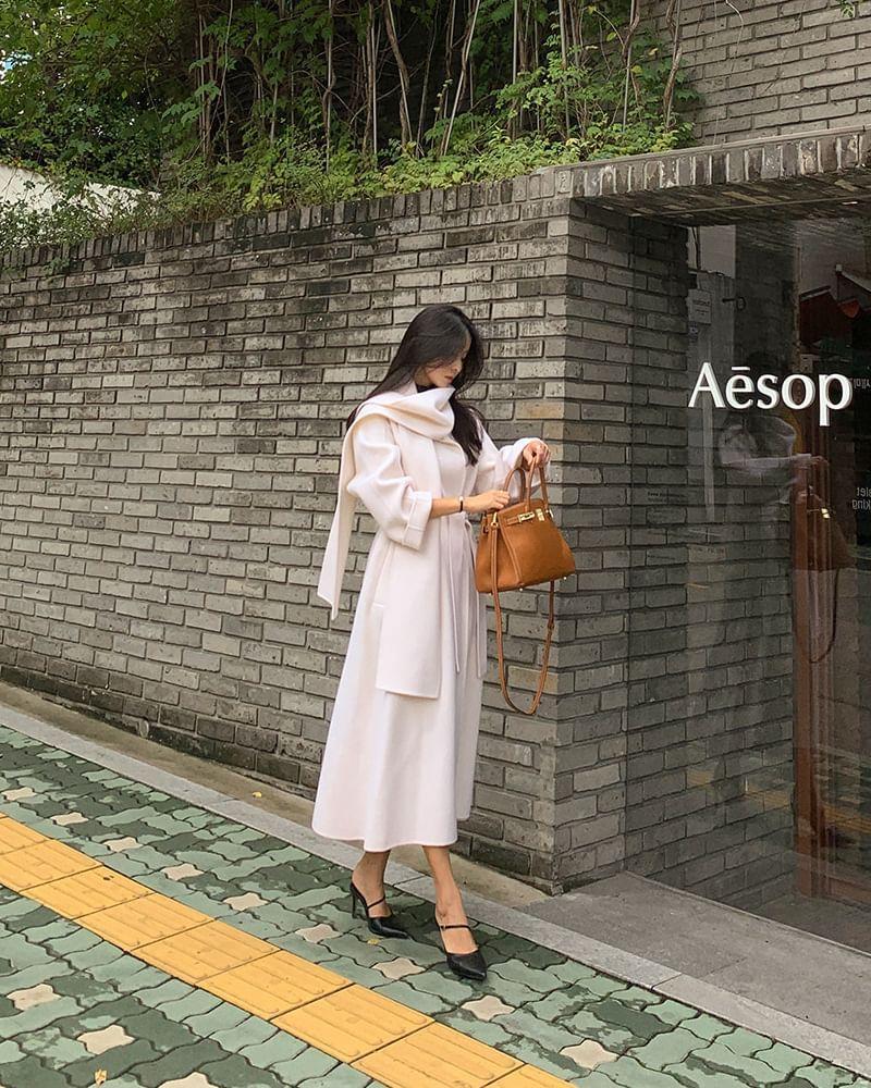 Plain Tie-Front Coat Product Image