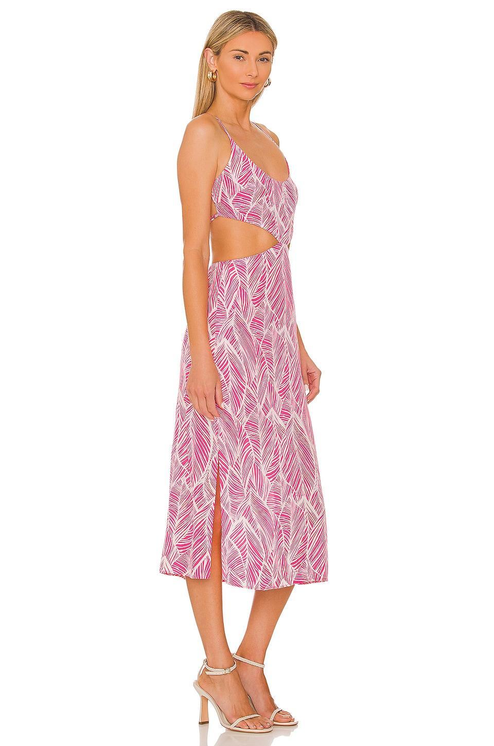 Lovers and Friends Makena Midi Dress in Fuchsia Leaf Print Product Image