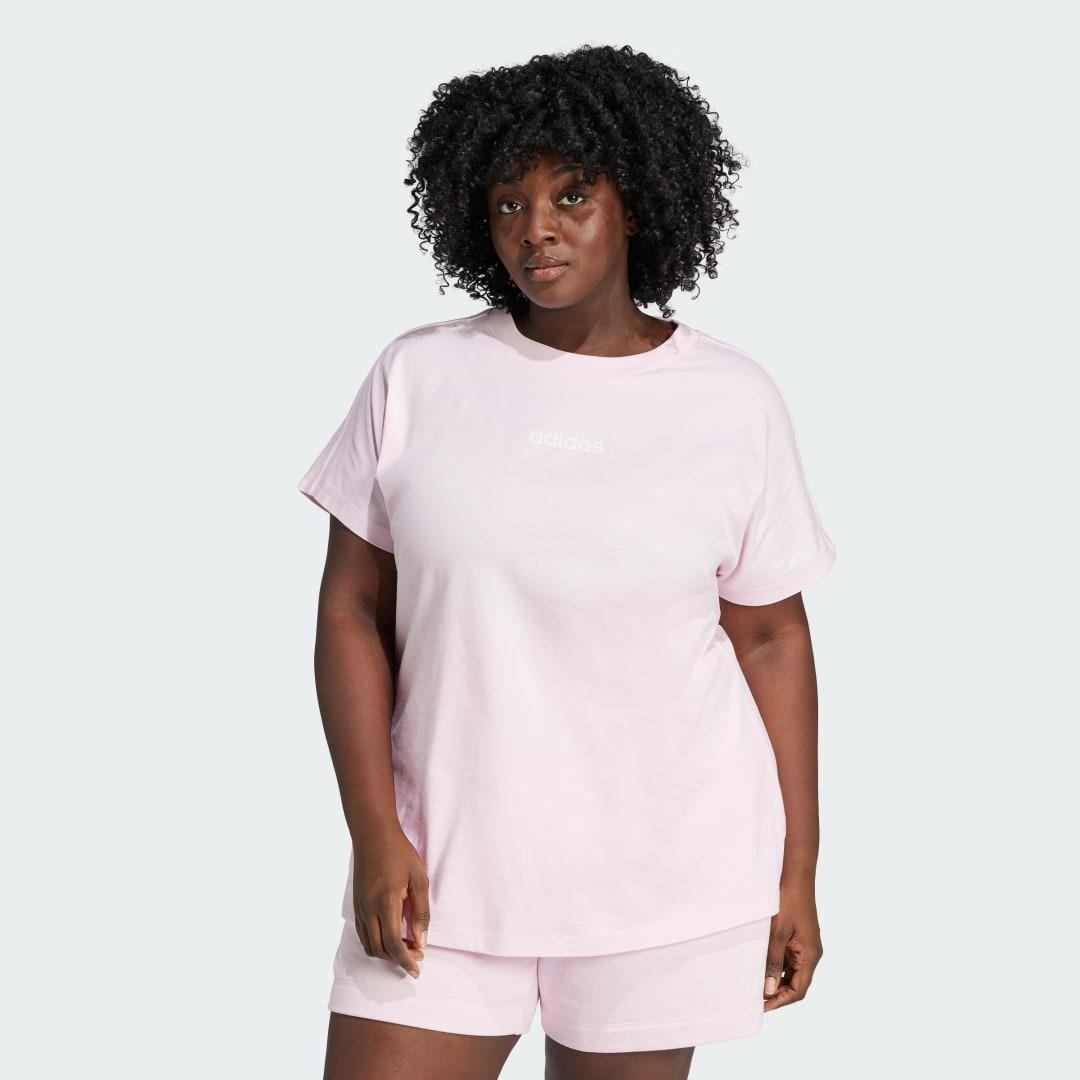 adidas Essentials Linear Cotton Tee (Plus Size) Clear Pink 3X Womens Product Image