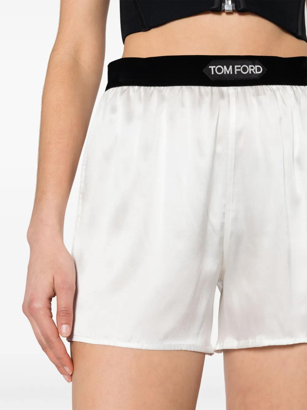 logo-waistband satin shorts Product Image