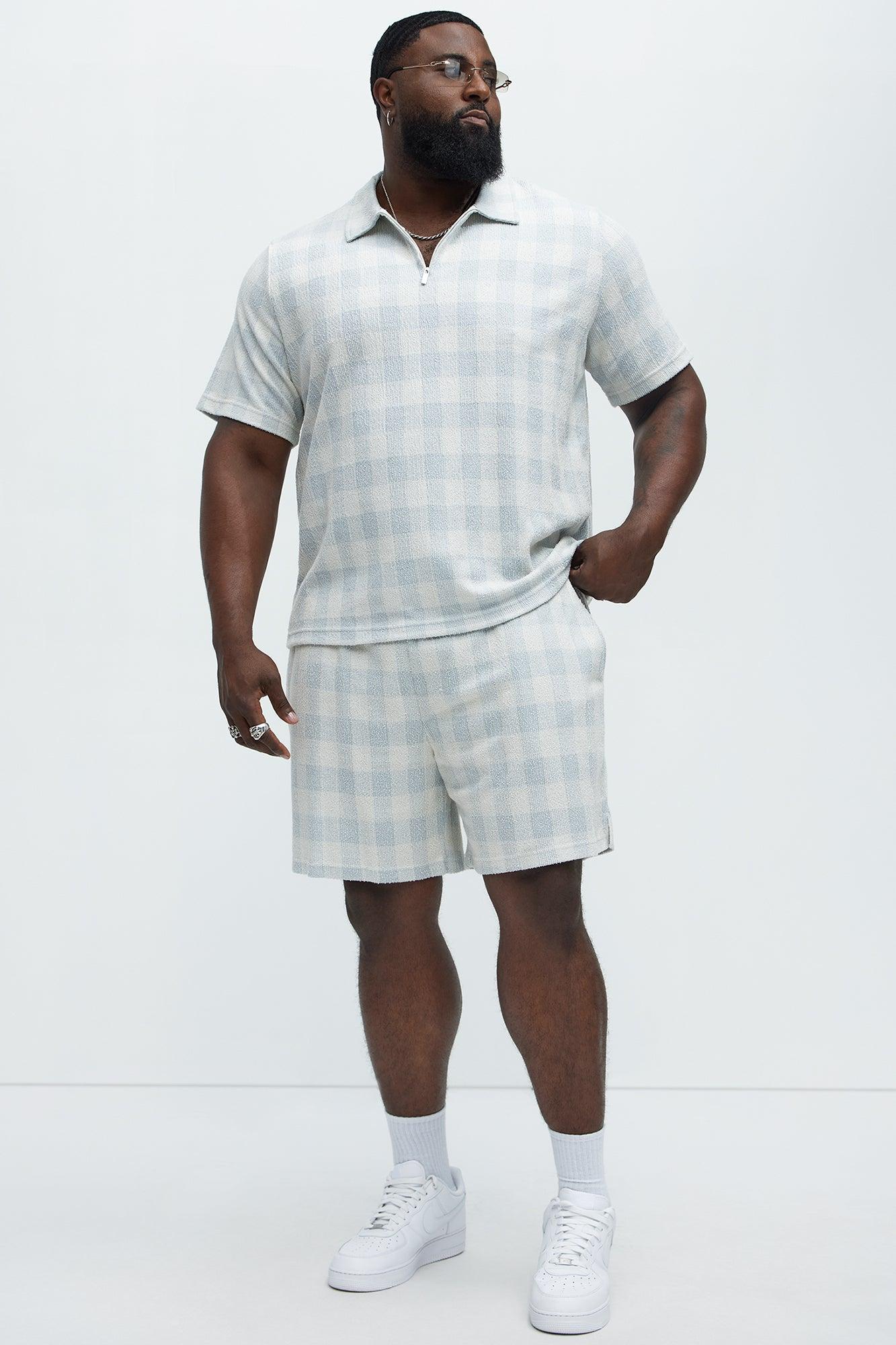 Ezra Checkered Textured Shorts - Blue/combo Product Image