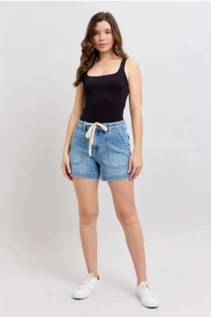 Judy Blue Vintage Wash Jogger Shorts Product Image