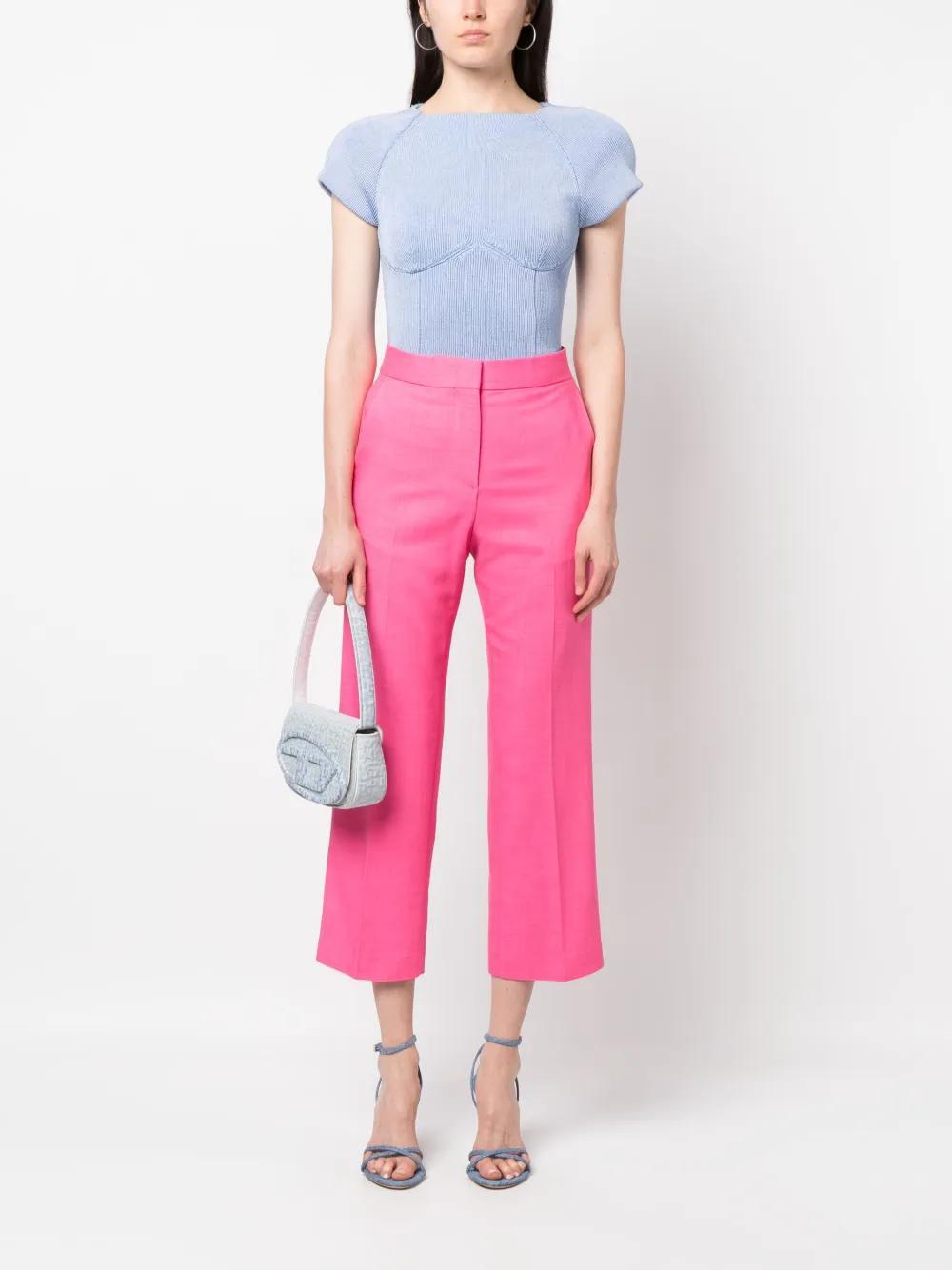 MSGM Cropped Tailored Trousers In Pink Product Image