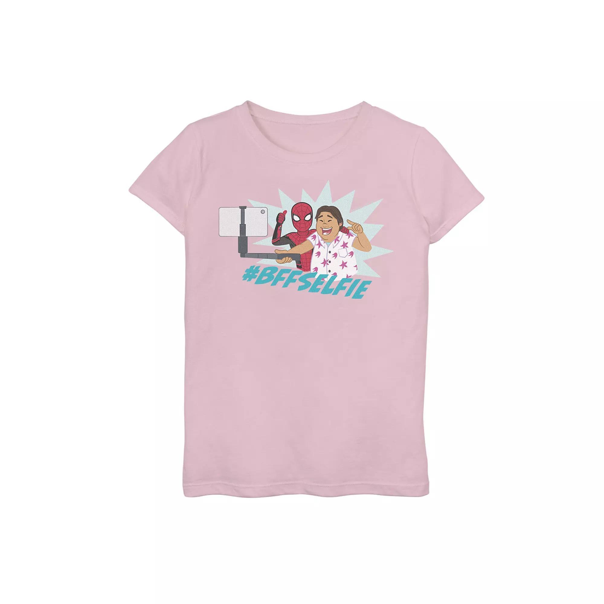 Girls 7-16 Marvel Spider-Man Far From Home #BFF Selfie Graphic Tee, Girl's, Size: Large, Pink Product Image