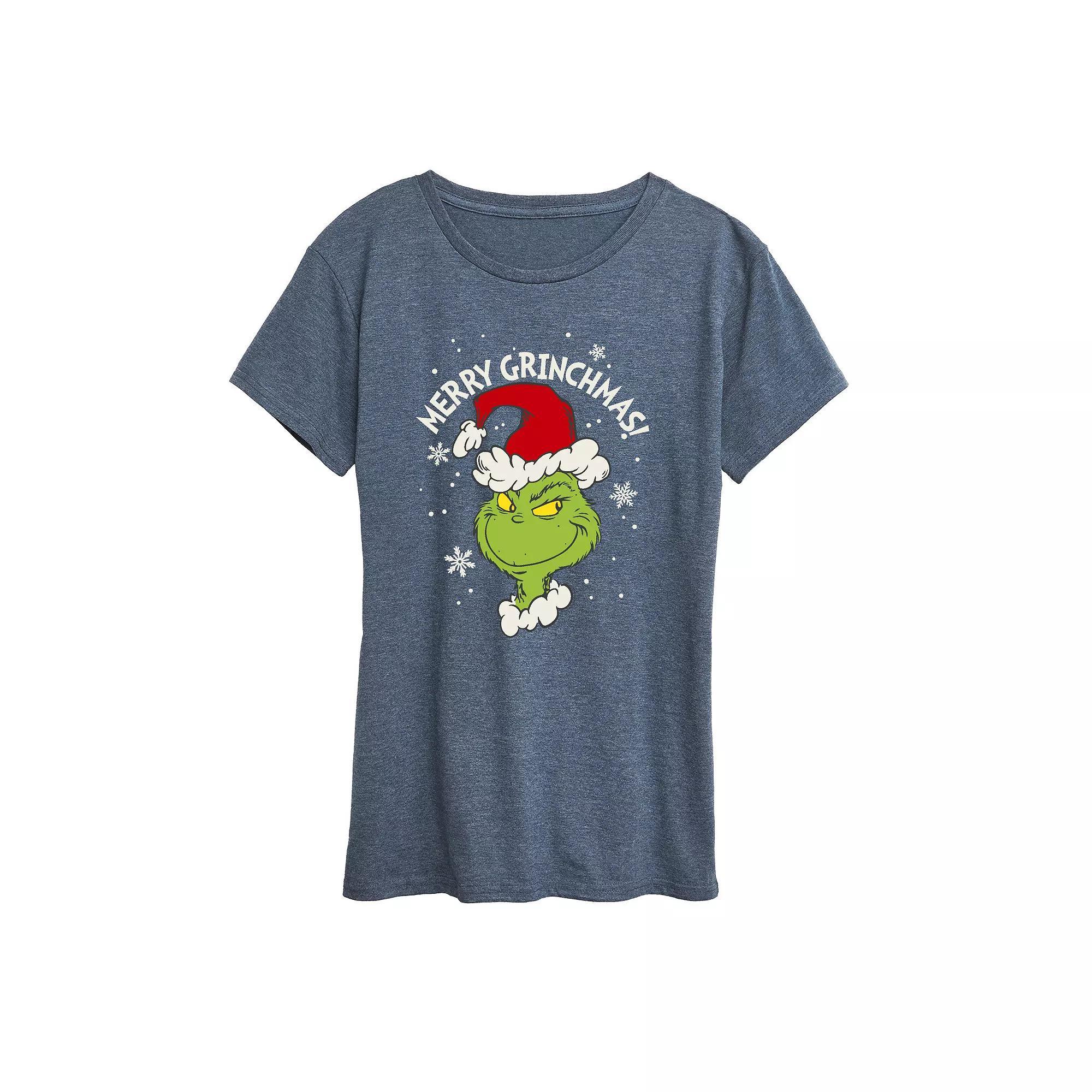 Women's Dr. Seuss The Grinch Merry Grinchmas Graphic Tee, Girl's, Size: XXL, Grey Royal Blue Product Image