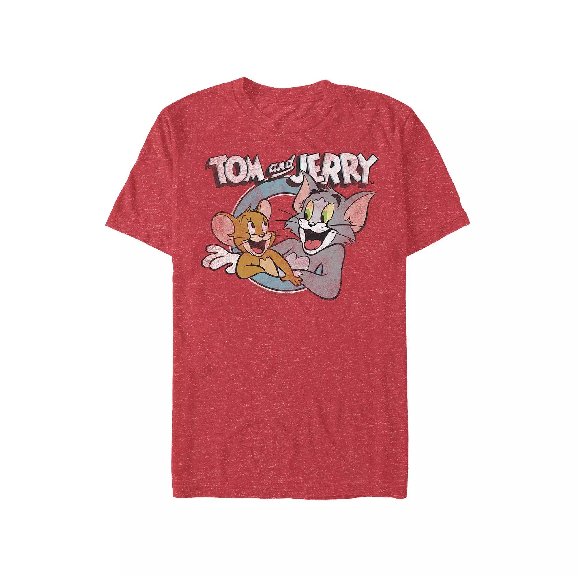 Big & Tall Tom & Jerry Classic Stamp Graphic Tee, Men's, Size: 4XL, Red Grey Product Image