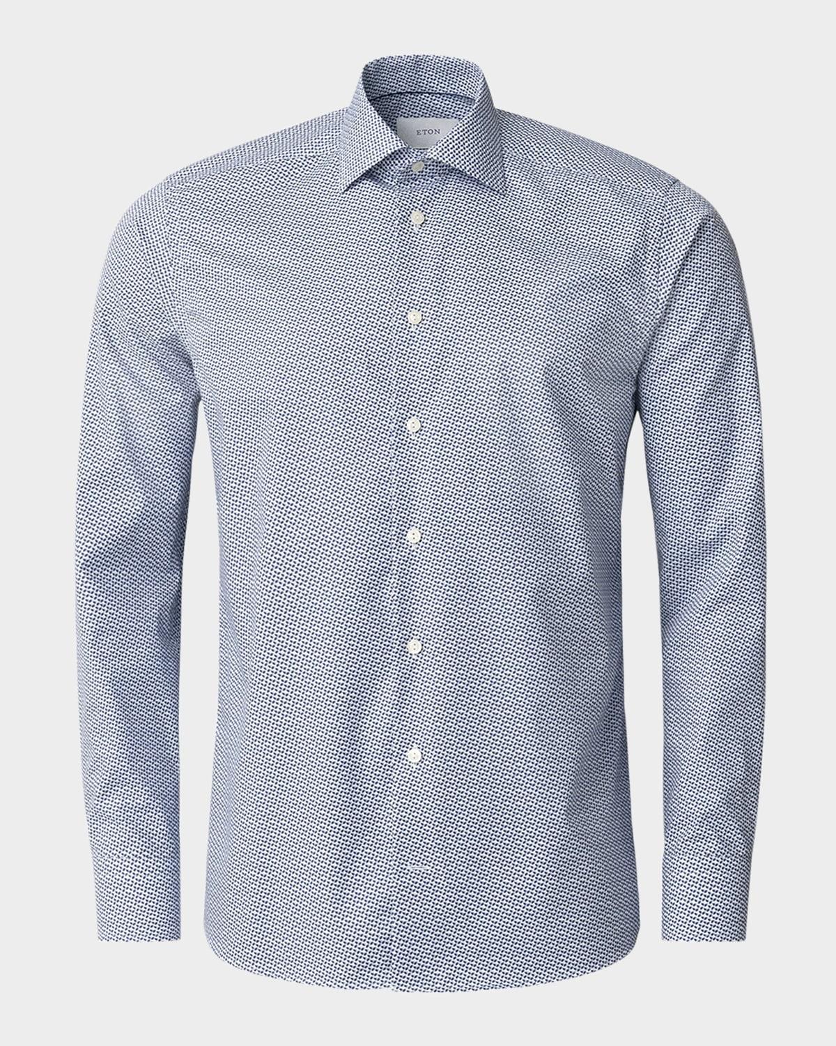Mens Signature Twill Geometric Slim Fit Dress Shirt Product Image