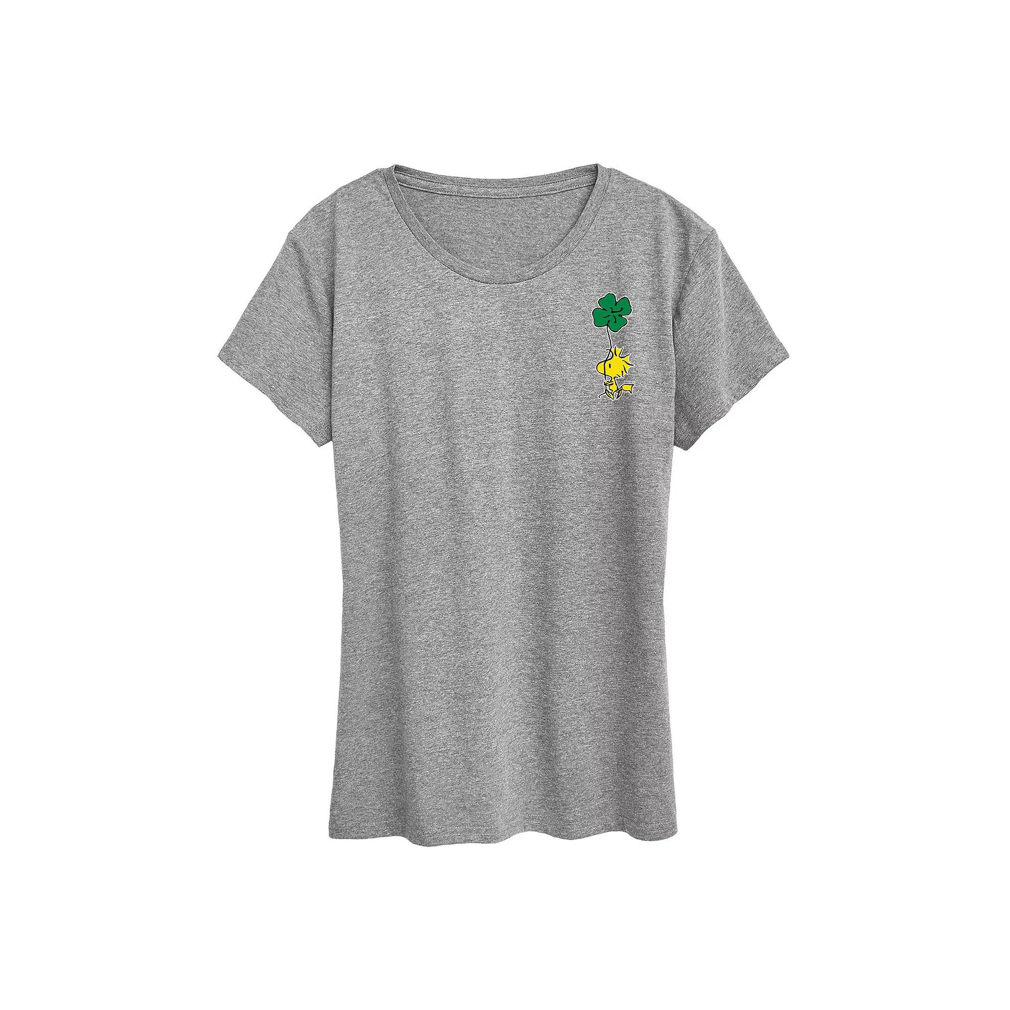 Womens Peanuts Woodstock Clover Graphic Tee Heather Grey Product Image