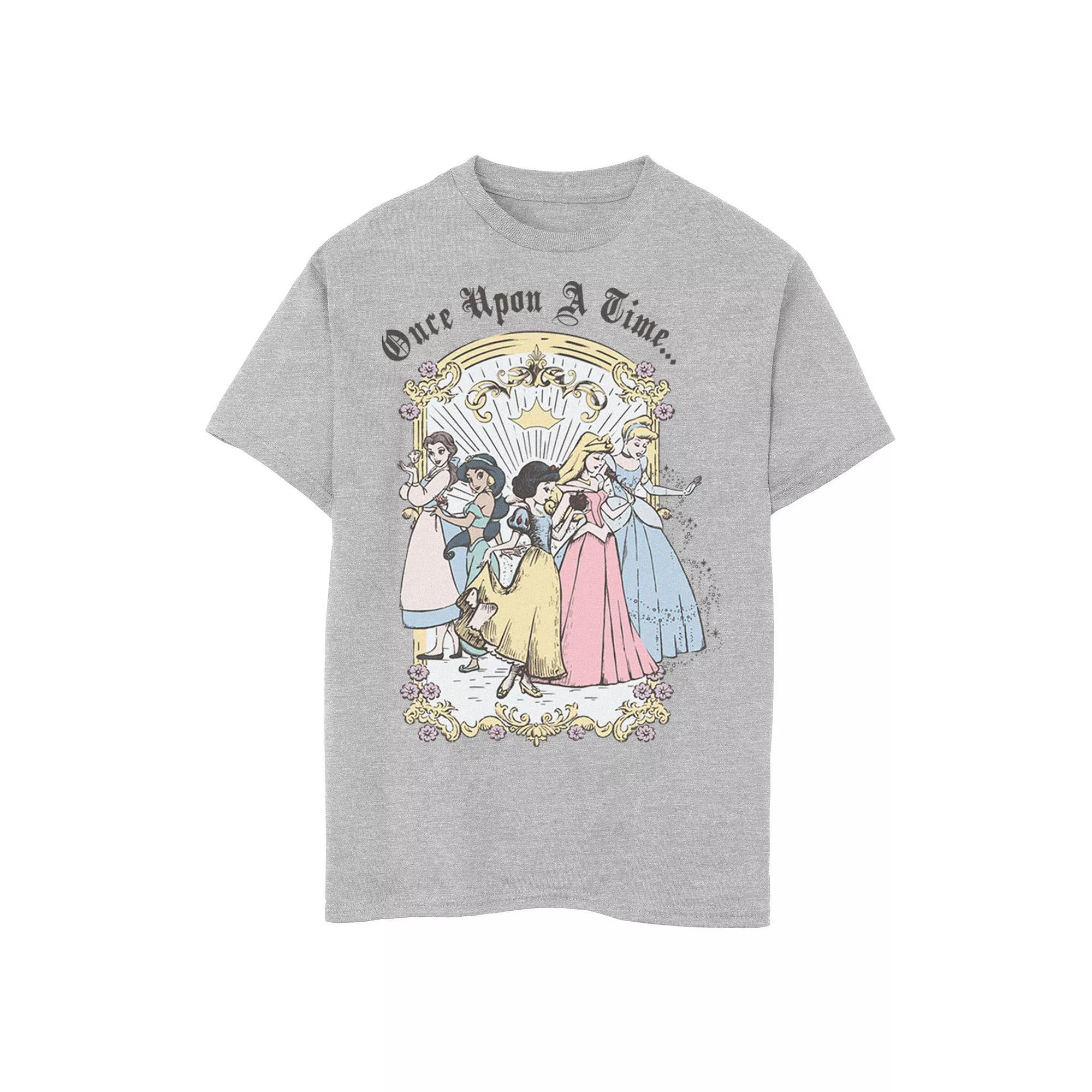 Men's Disney Princess Once Upon A Time Vintage Cartoon Tee, Size: XXL, Athletic Grey Product Image