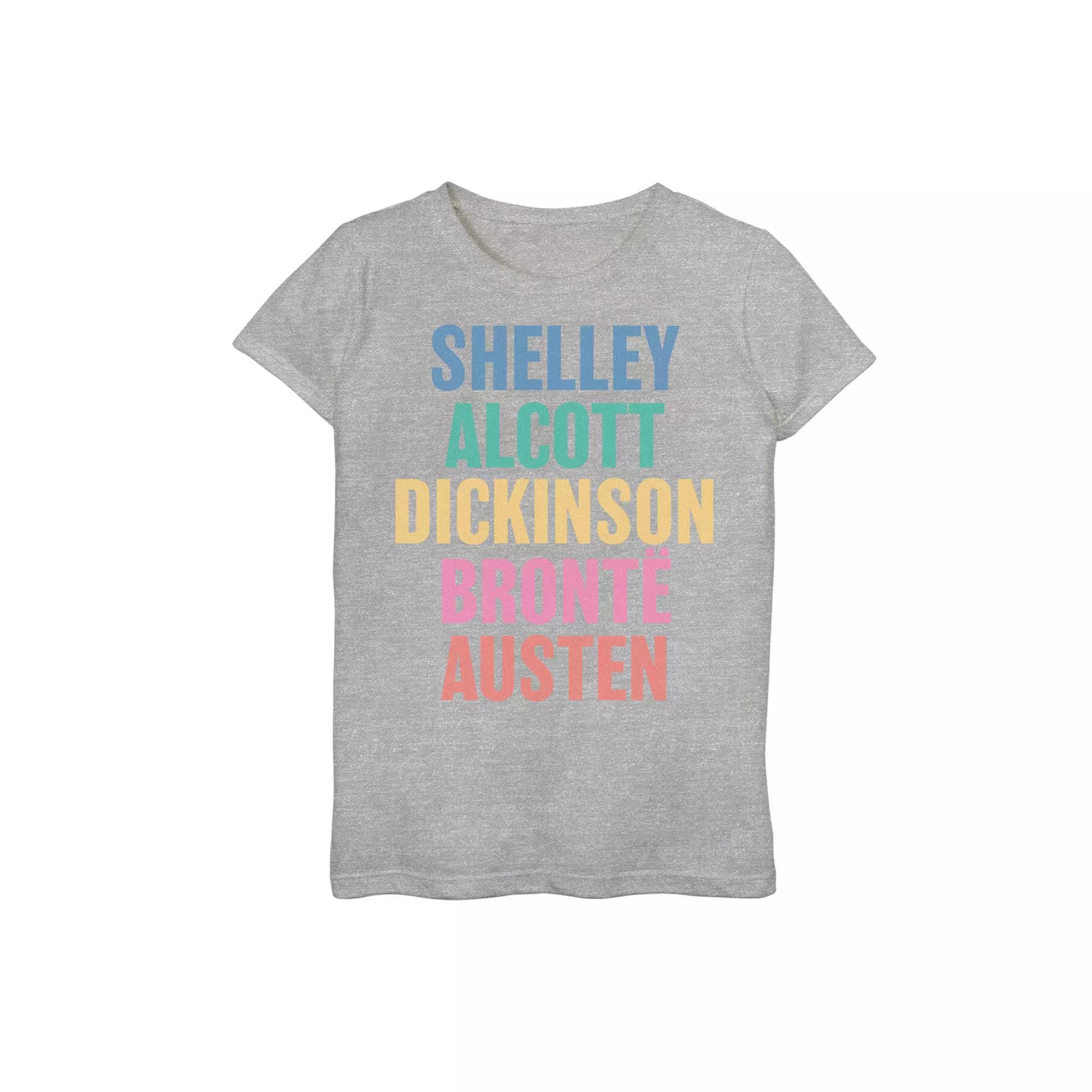 Girls 7-16 Female Authors Text Tee, Girl's, Size: Large, Athletic Grey Product Image