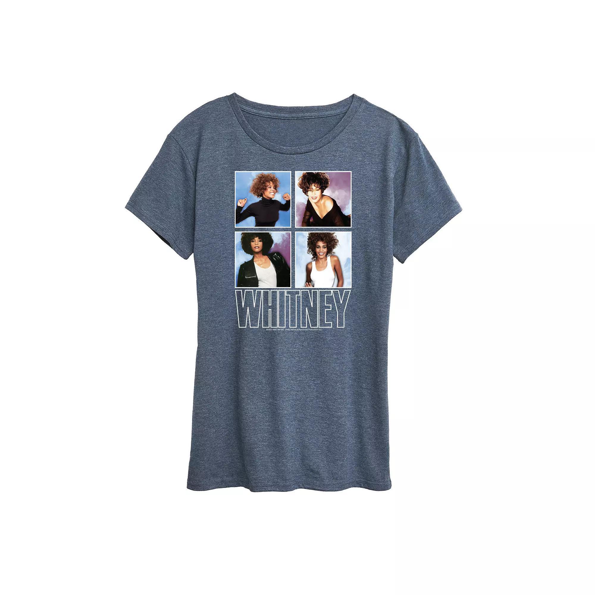 Womens Whitney Houston Grid Graphic Tee Grey Blue Product Image