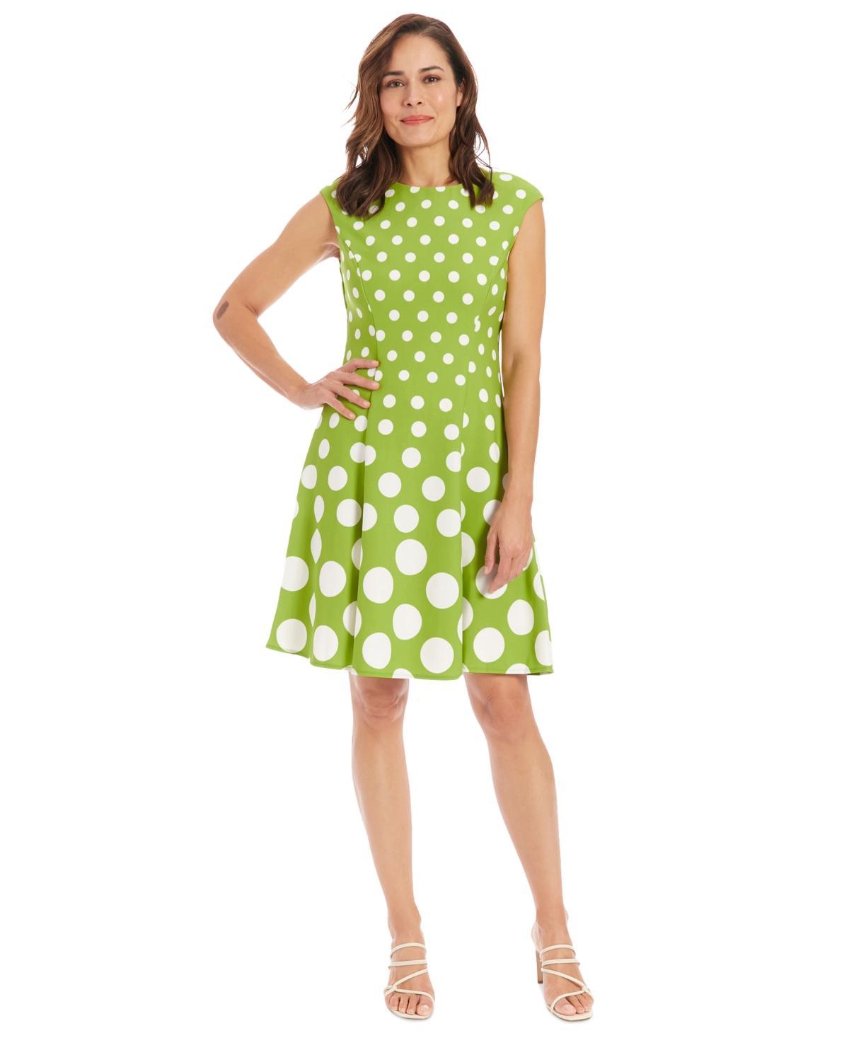 Women's London Times Print Fit & Flare Dress, Size: 12, Pink White Product Image