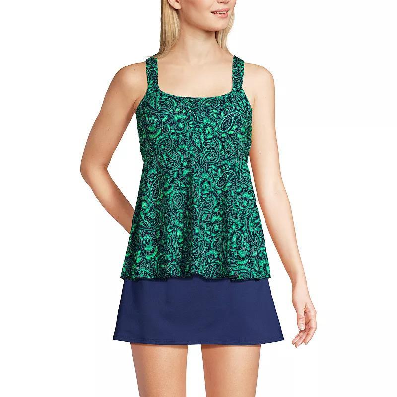 Women's Lands' End Flutter Empire UPF 50 Tankini Swimsuit Top, Size: XS, Blue Ditsy Floral Product Image