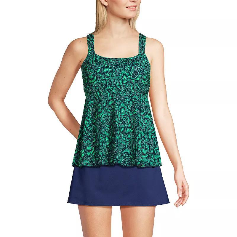 Women's Lands' End Flutter Empire UPF 50 Tankini Swimsuit Top, Size: XS, Blue Ditsy Floral Product Image