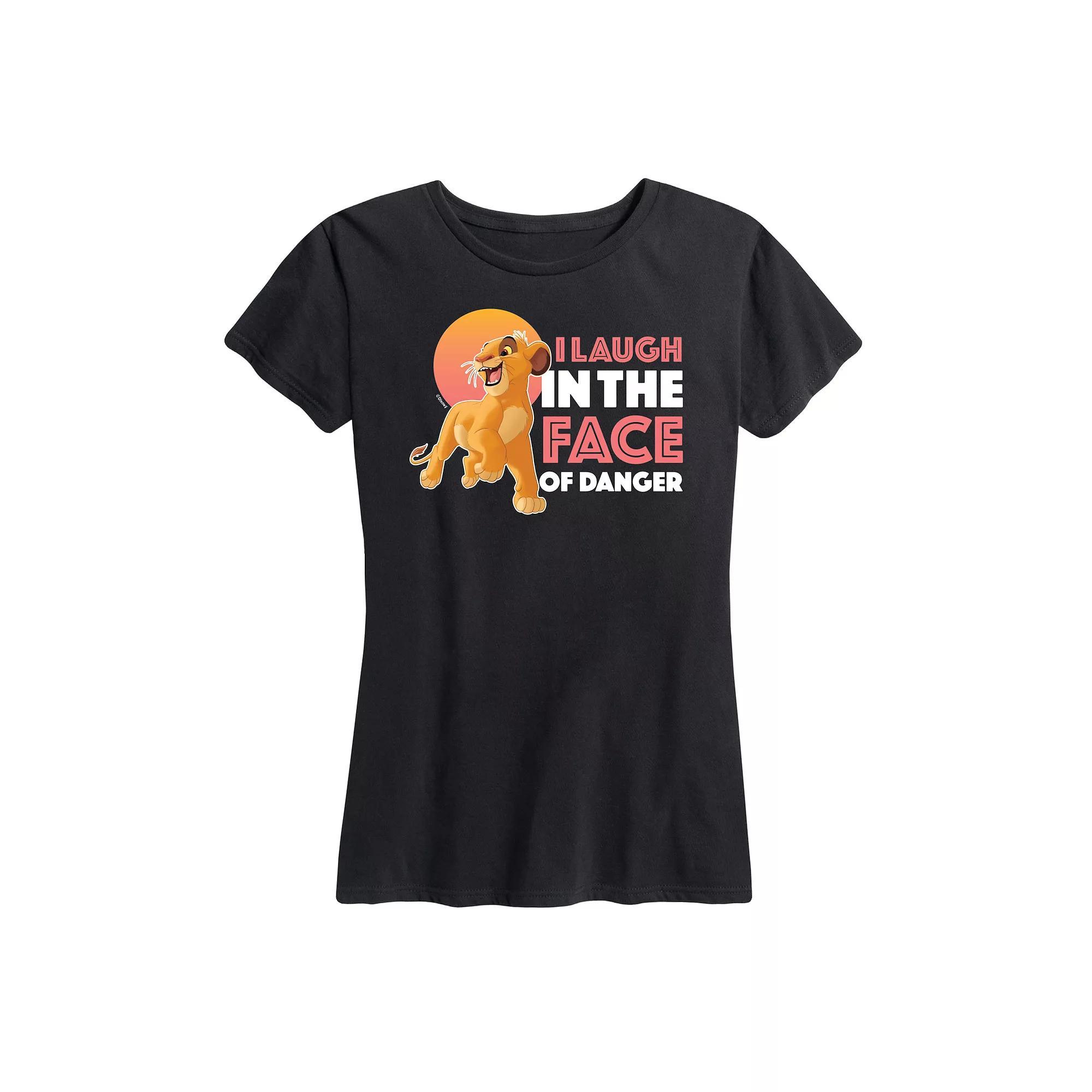 Disneys Lion King Simba Womens I Laugh Face Of Danger Graphic Tee Blue Product Image