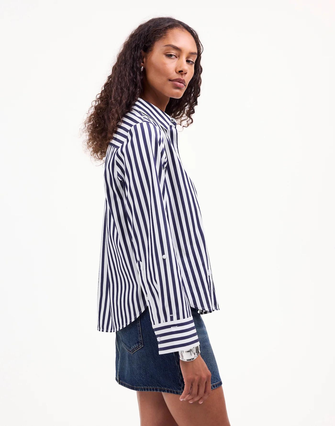 Easy Y-Neck Button-Up Shirt Product Image