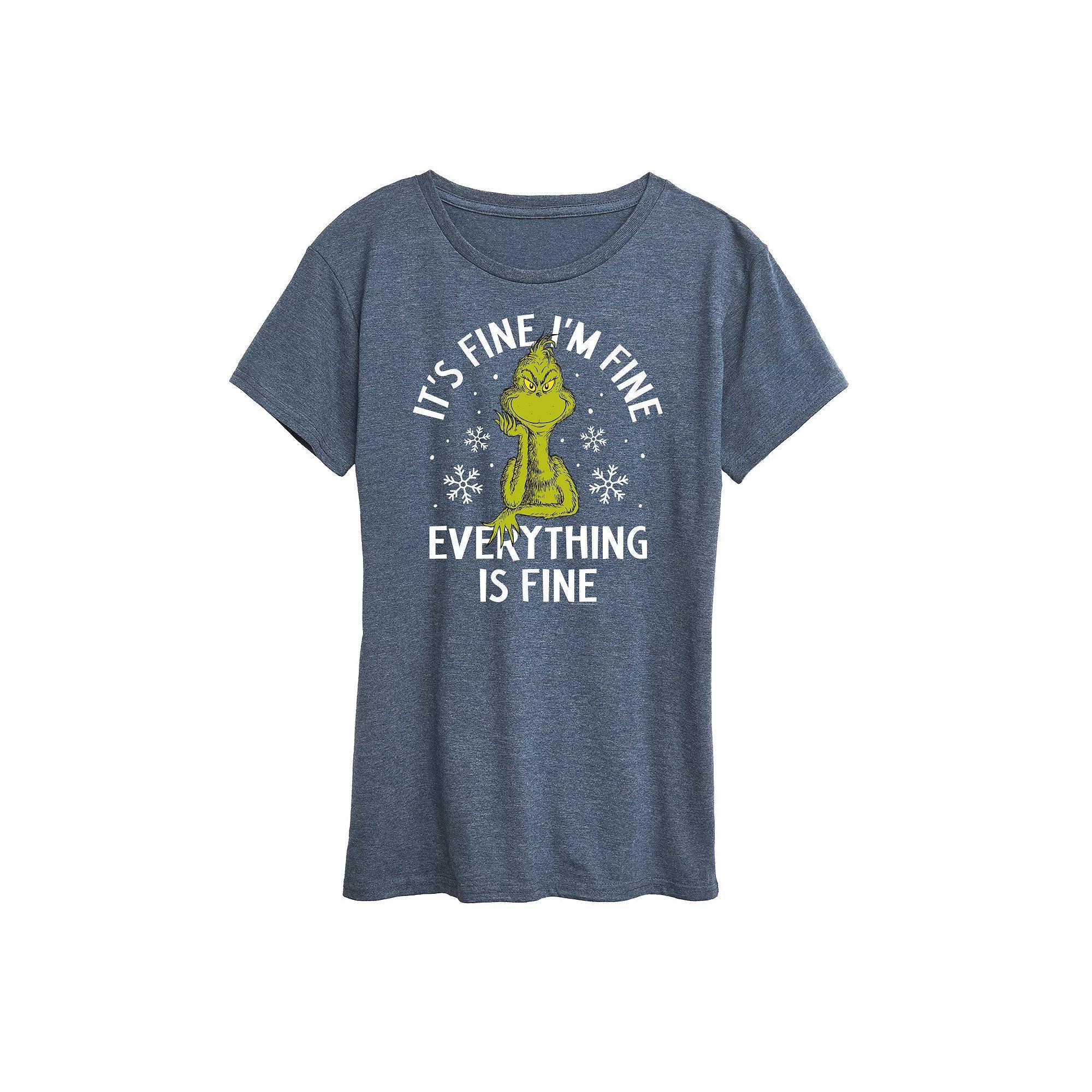 Women's Dr. Seuss Grinch It's Fine I'm Fine Graphic Tee, Size: Large, Black Product Image
