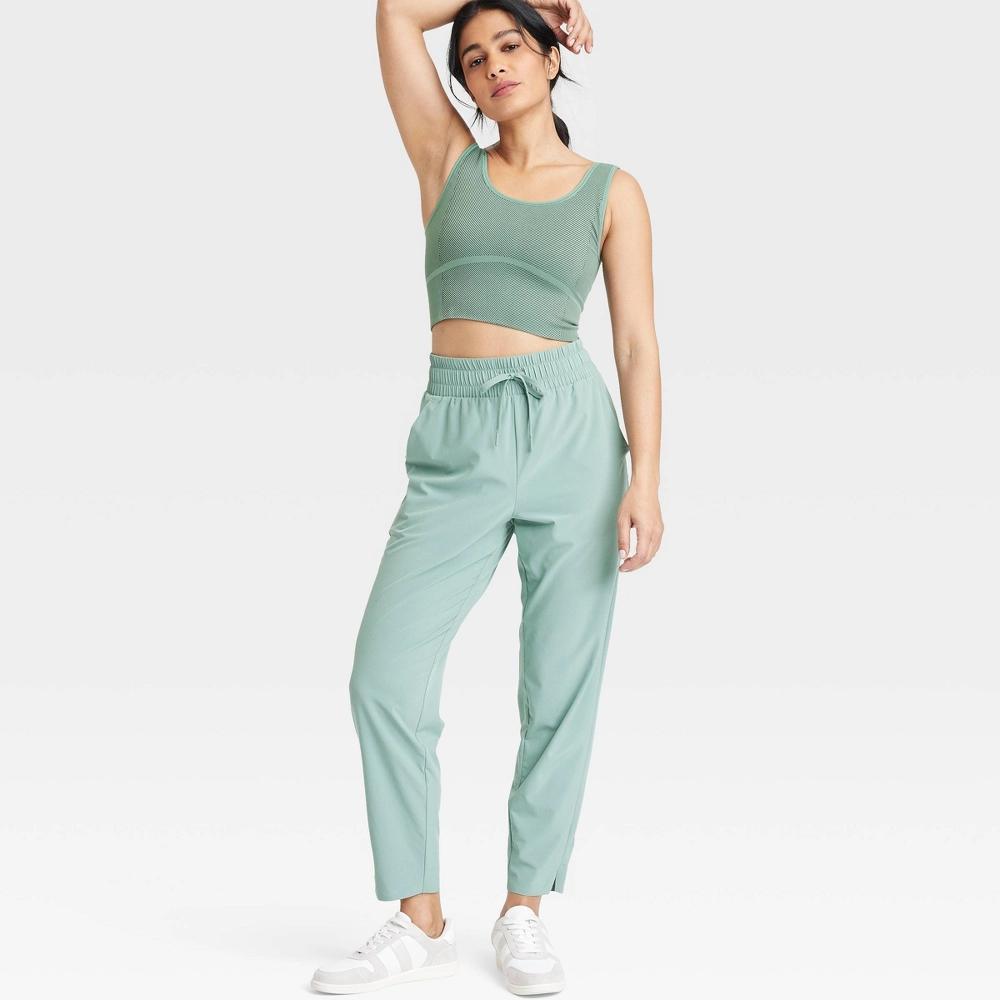 Women's Flex Woven High-Rise Taper Pants - All In Motion Sage XXL: Moisture Wicking, Quick Dry, 4-Way Stretch Product Image