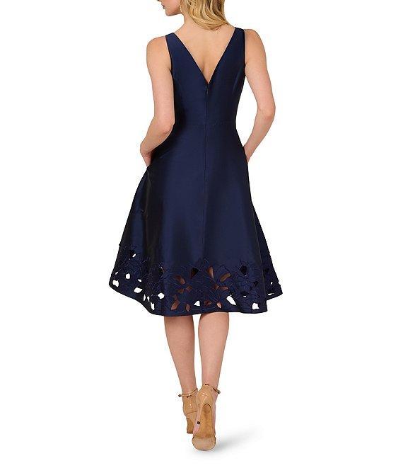 Adrianna Papell Taffeta Cut-Out Boat Neck Sleeveless Fit & Flare Dress Product Image