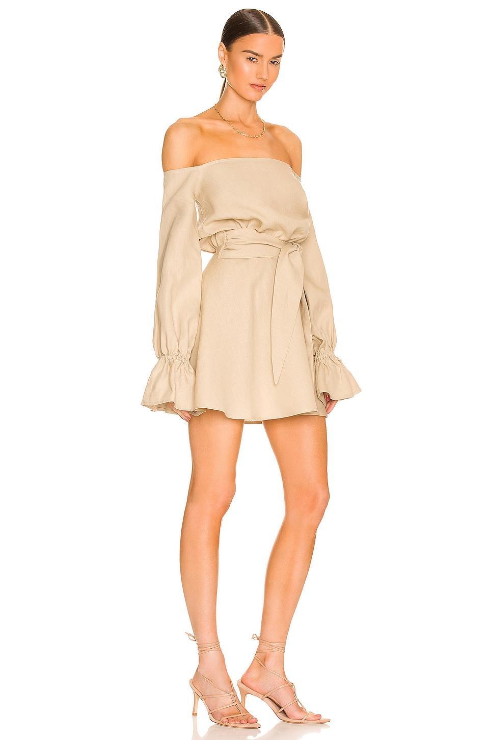 Linen Caftan Mini Dress SELMACILEK Product Image
